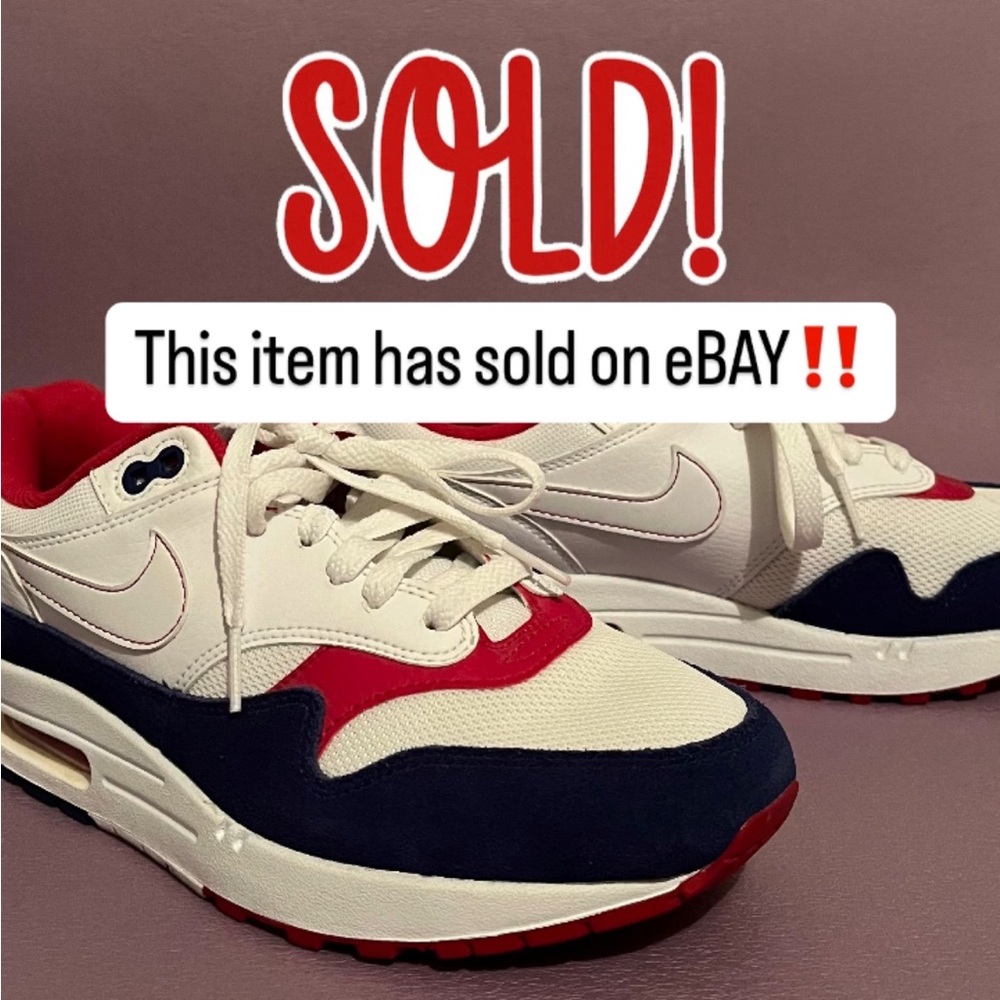 SEMI-NEW NIKE AIR MAX 1 White🤍RED♥️BLUE💙